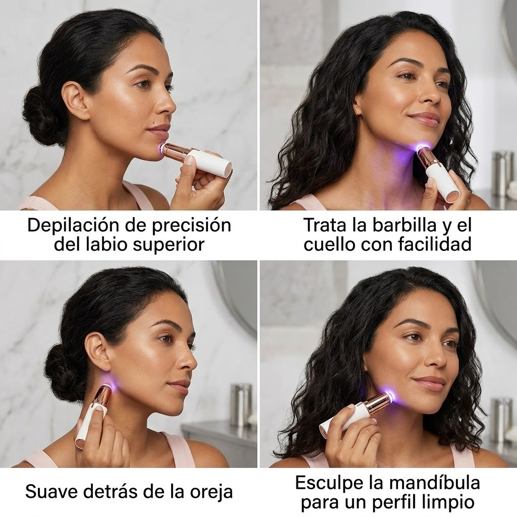 Depiladora Facial 2 en 1 – Depilación y Recorte de Cejas Sin Dolor | Portátil y Recargable
