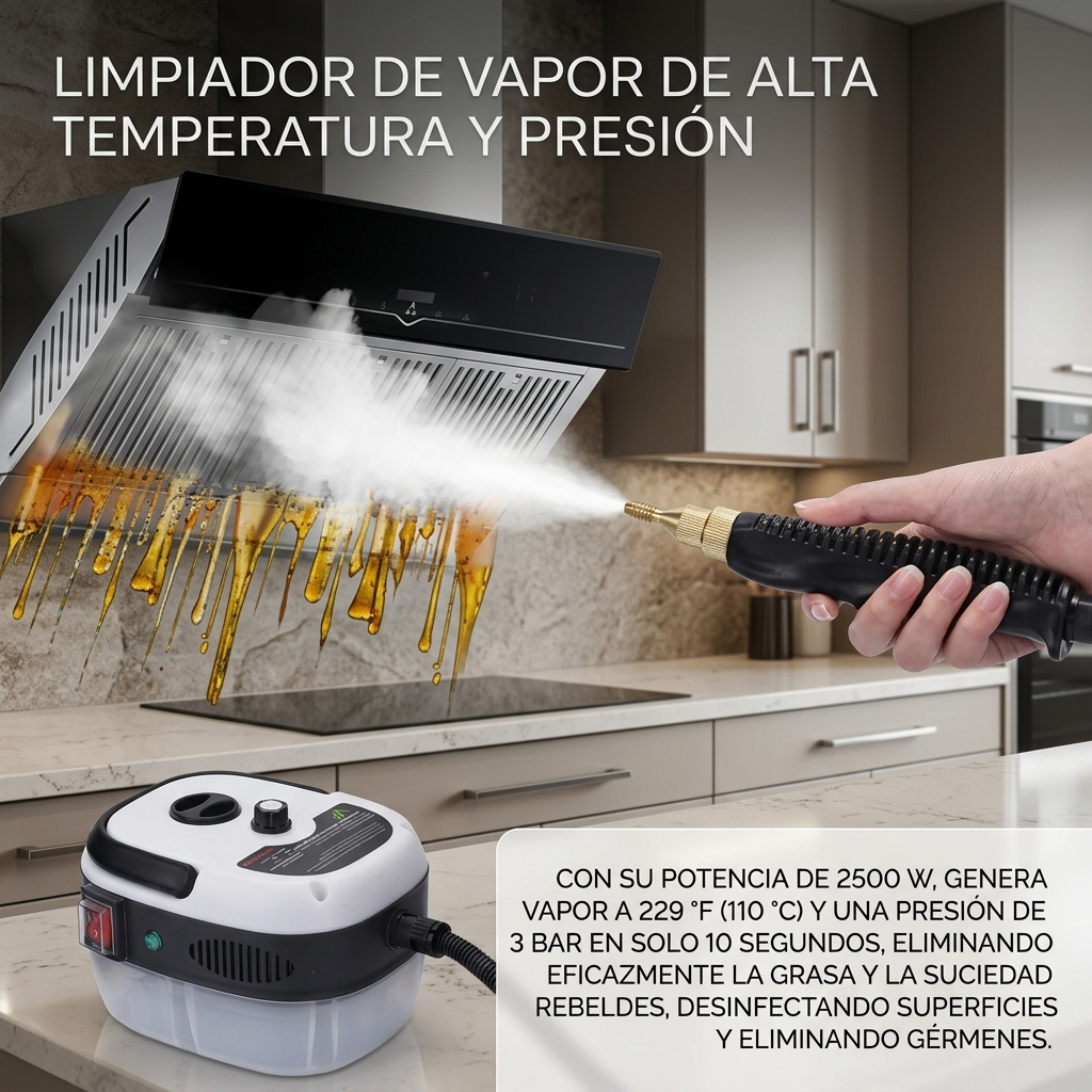 🔥 Limpiador de Vapor Portátil 2500W Semi Profesional - Limpieza Profunda sin Productos Químicos