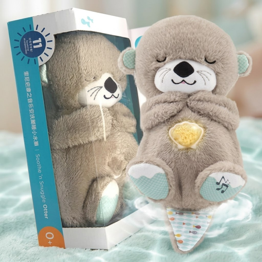 Nutria Peluche Calmante Gris - Sensor Luz Sonido Bebé