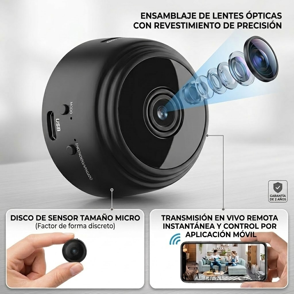 Mini Cámara WiFi Oculta Full HD 1080P - Vigilancia Discreta y Potente