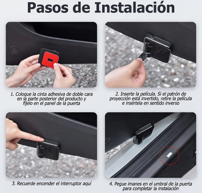 Luz de Bienvenida para Puerta de Coche | Proyector LED Inalámbrico con Logotipo Láser