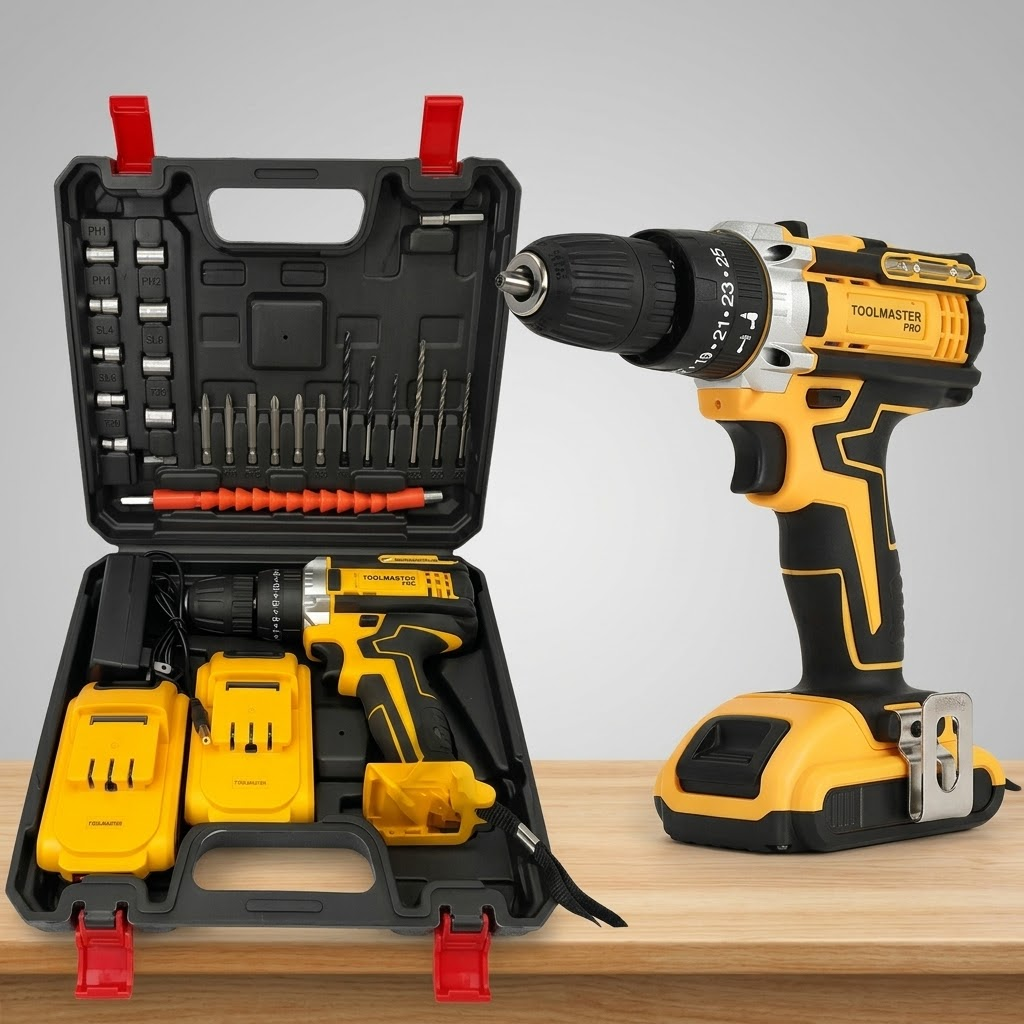 🔨 Taladro Inalámbrico 98W Tasbel – Potencia Profesional + 22 Accesorios
