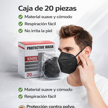 Mascarillas Kn95 Negras En Formato 20