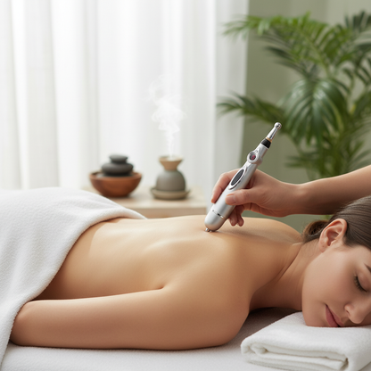 Lápiz masajeador en uso - Ambiente spa