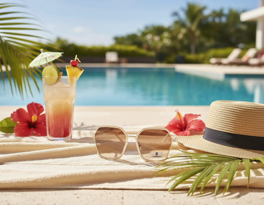 Lentes Burberry tomando sol