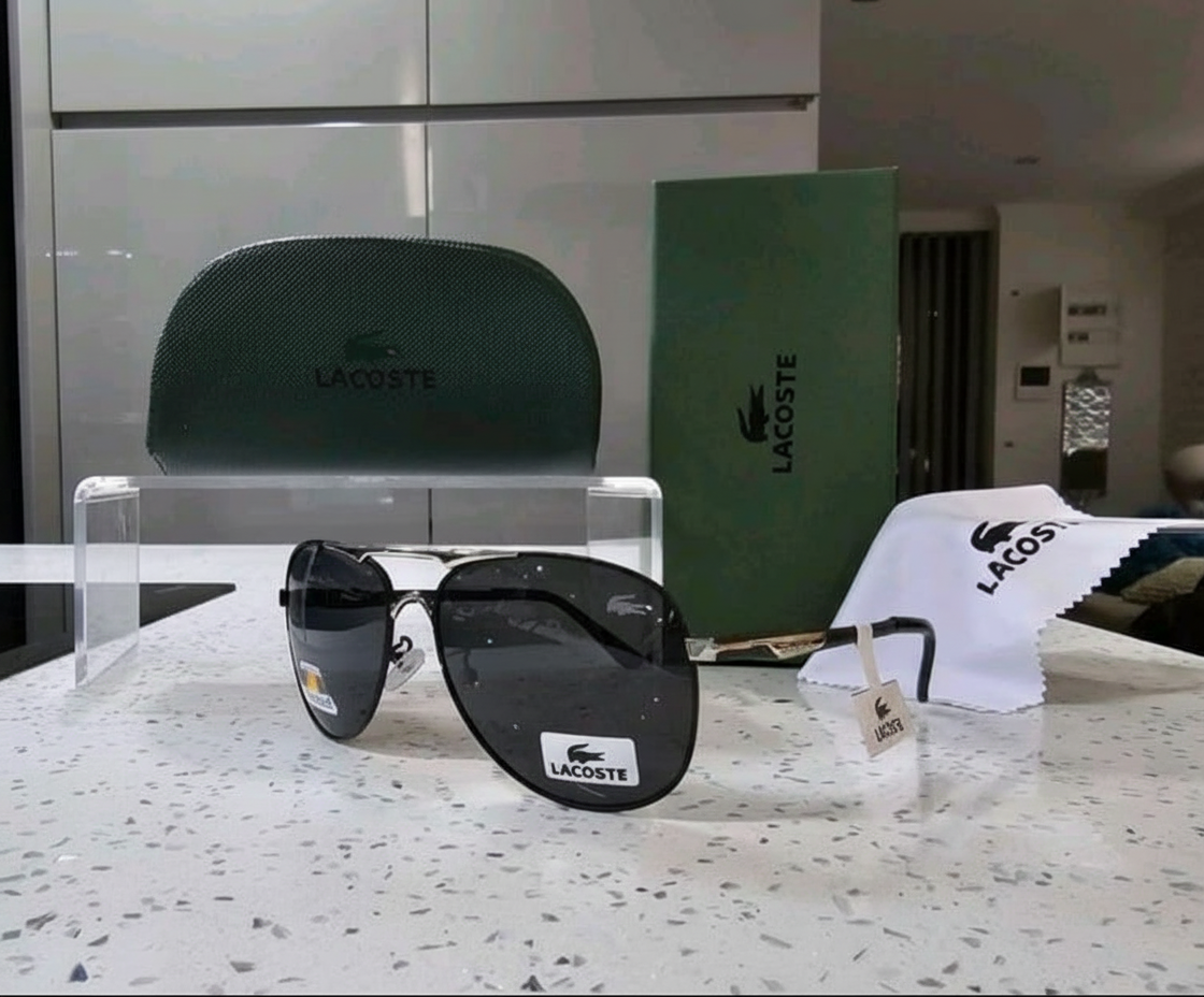 Lentes Lacoste aviador plateado sin estrellas