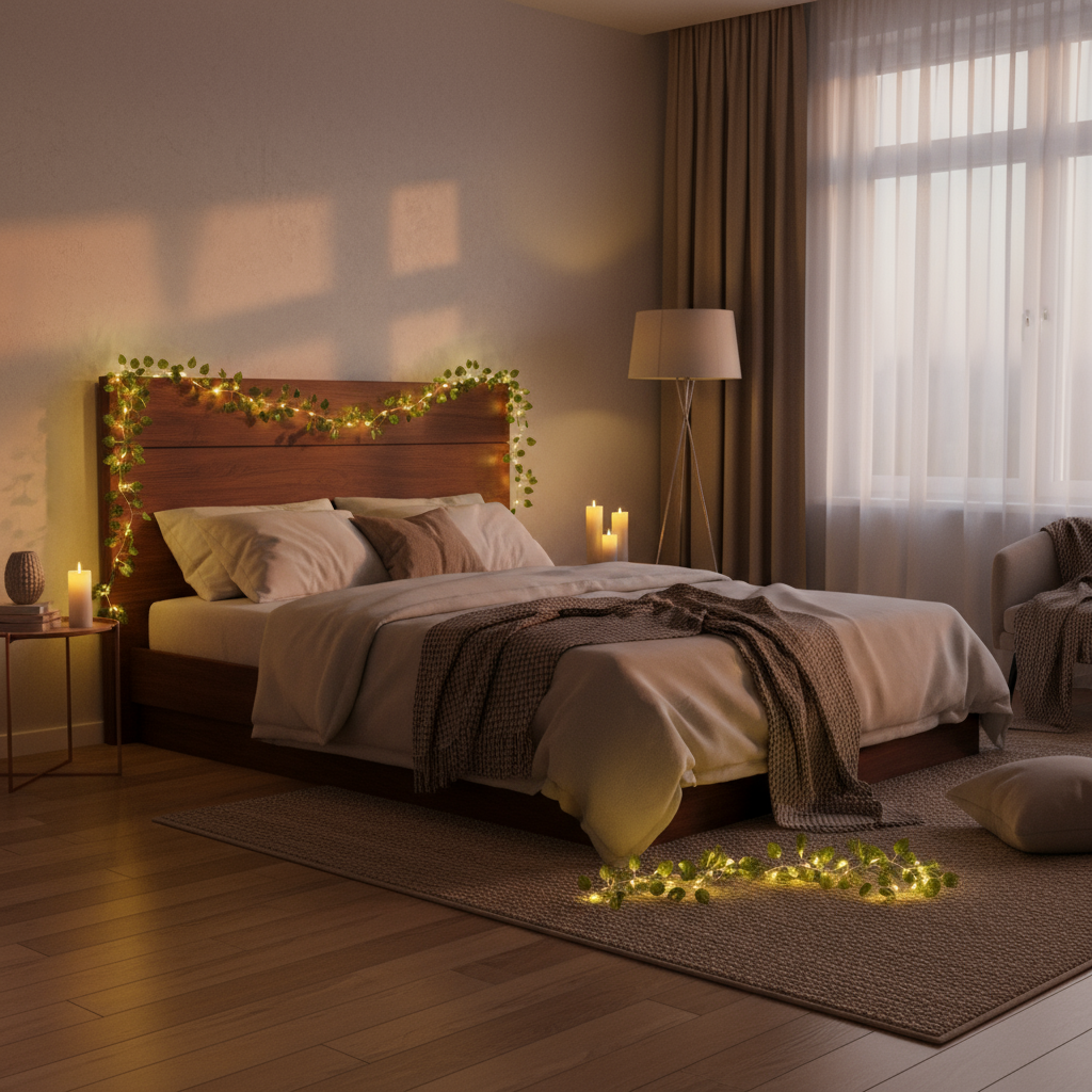 Luces decorativas en dormitorio