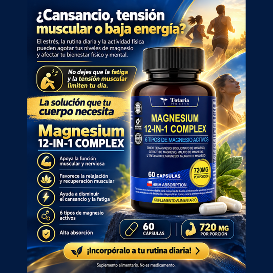 Magnesium 12-in-1 Complex | Energía, Relajación y Bienestar Muscular