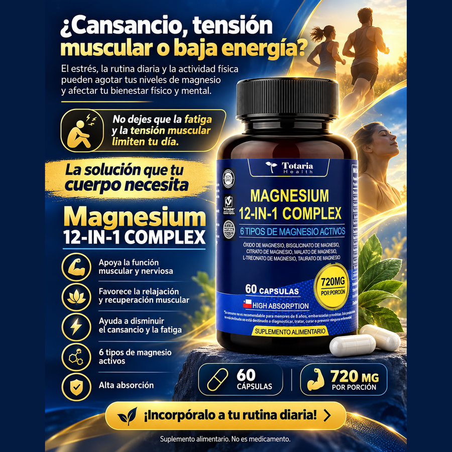 Magnesium 12-in-1 Complex | Energía, Relajación y Bienestar Muscular