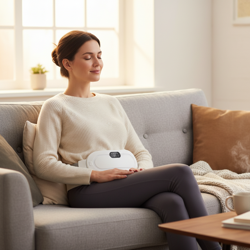 Mujer usando guatero eléctrico