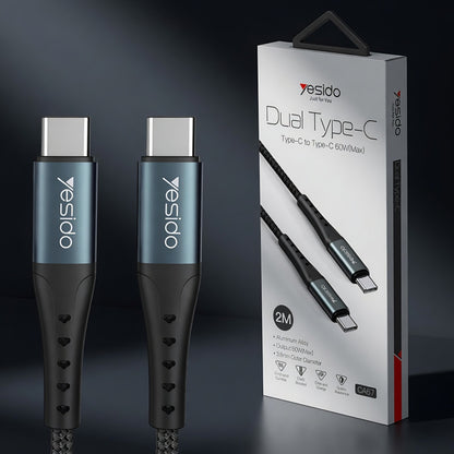 Cable USB-C Yesido CA67 2m - Carga Rápida 60W + Datos